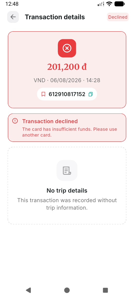 Declined — insufficient funds