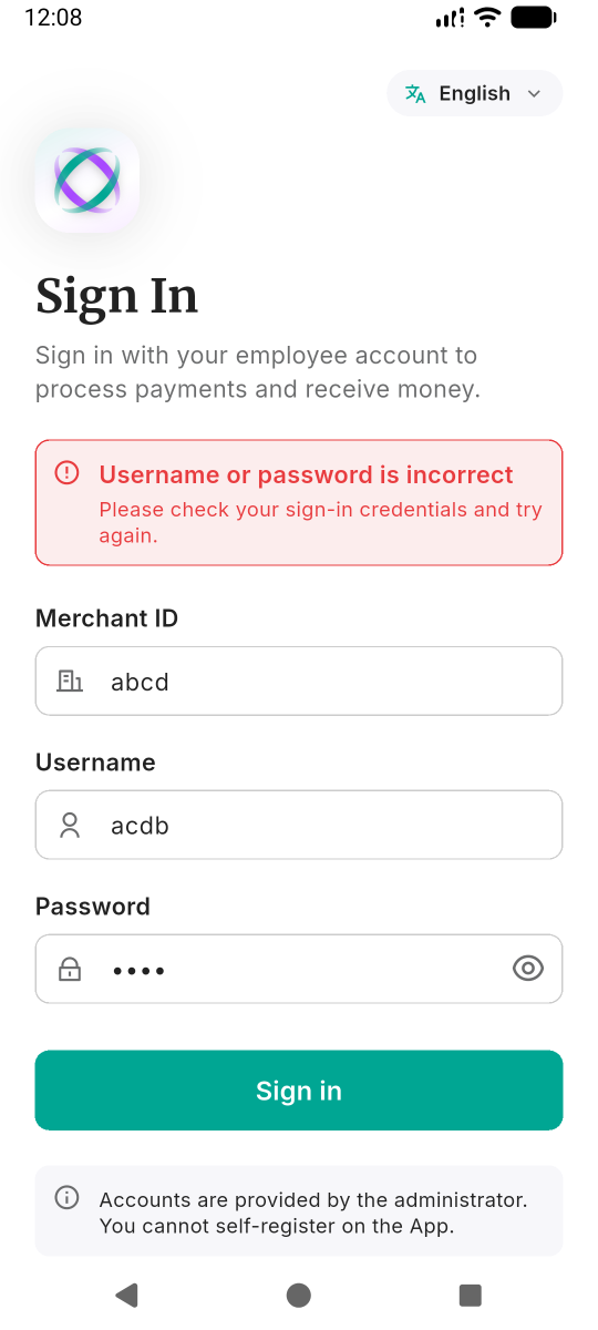 Login error