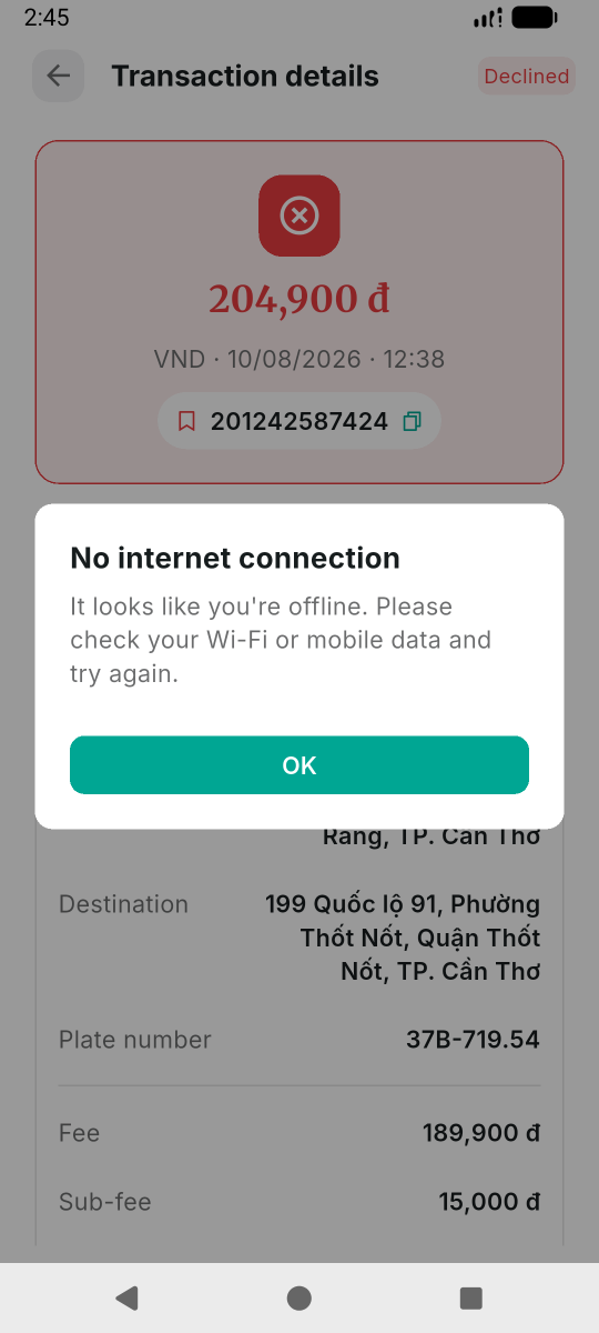 No internet connection