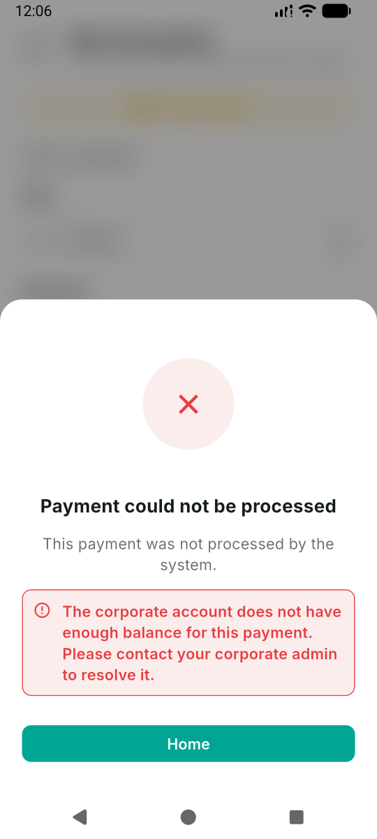 Payment could not be processed