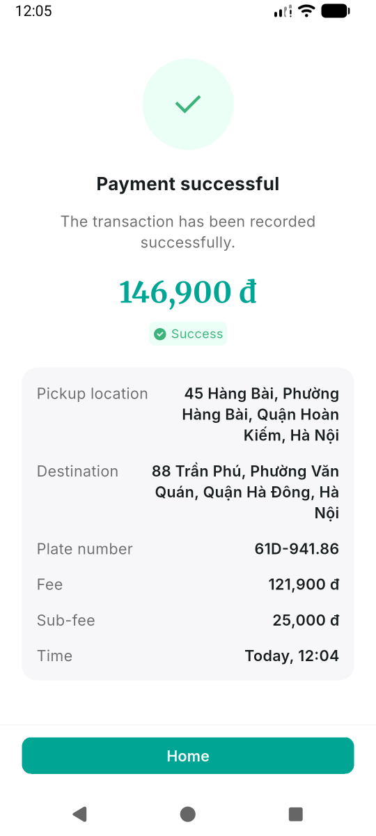 Payment successful