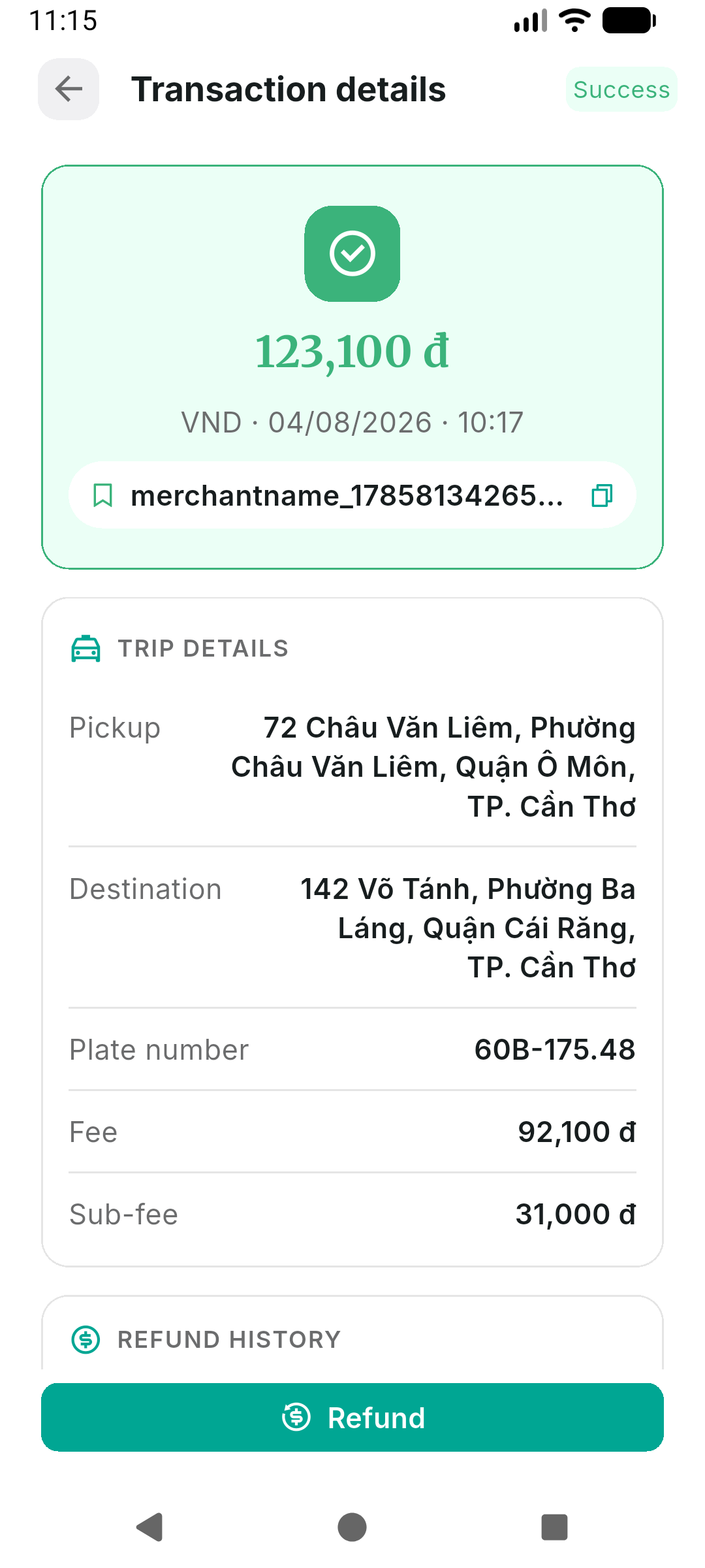 Transaction details