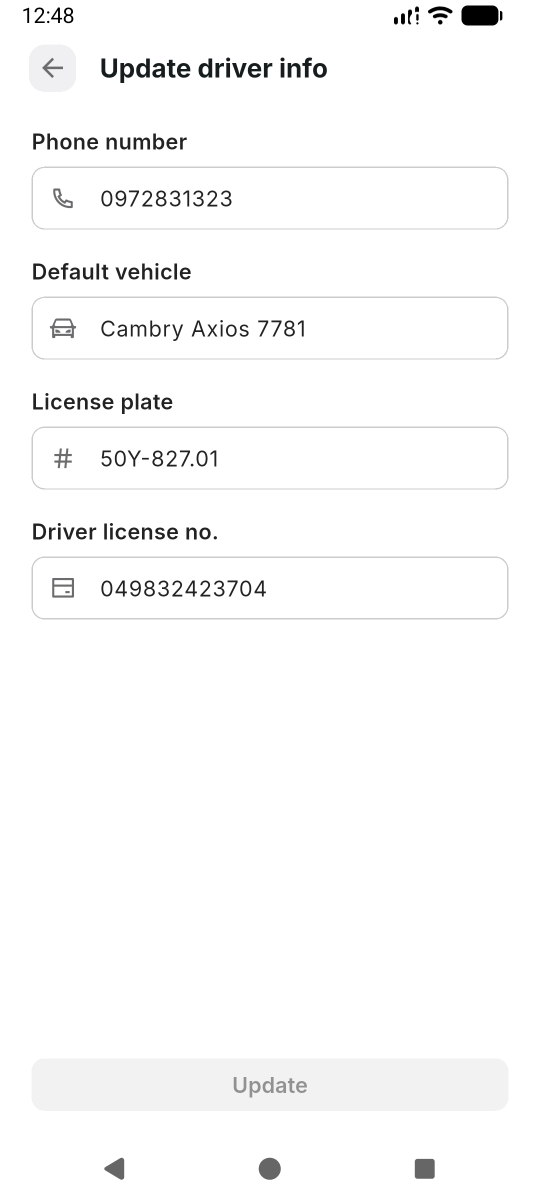 Update driver info