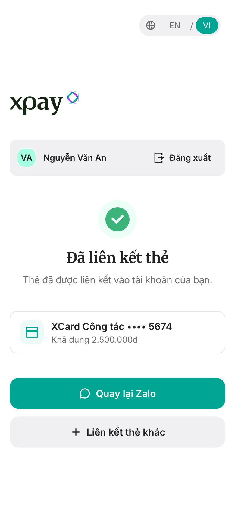 Đã liên kết thẻ