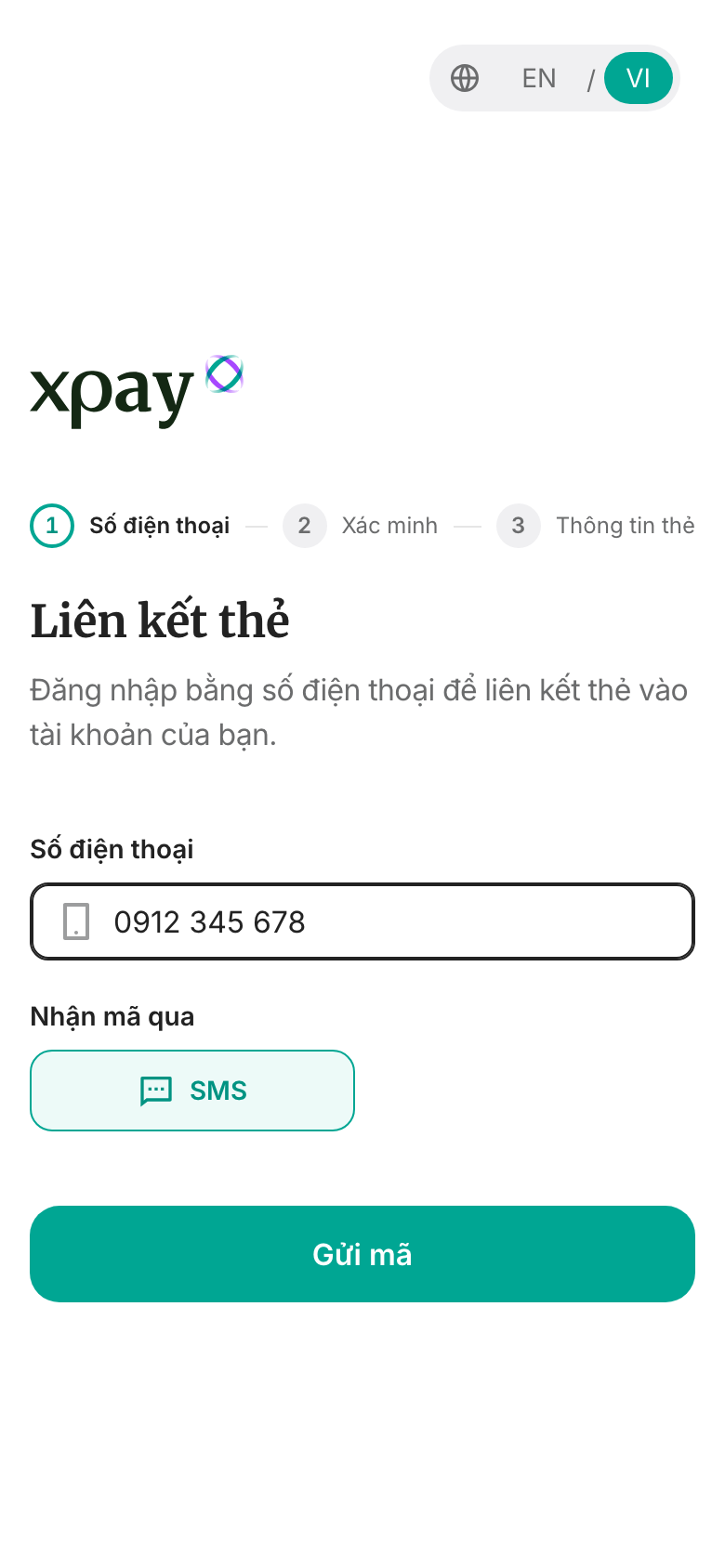 Bước nhập số điện thoại