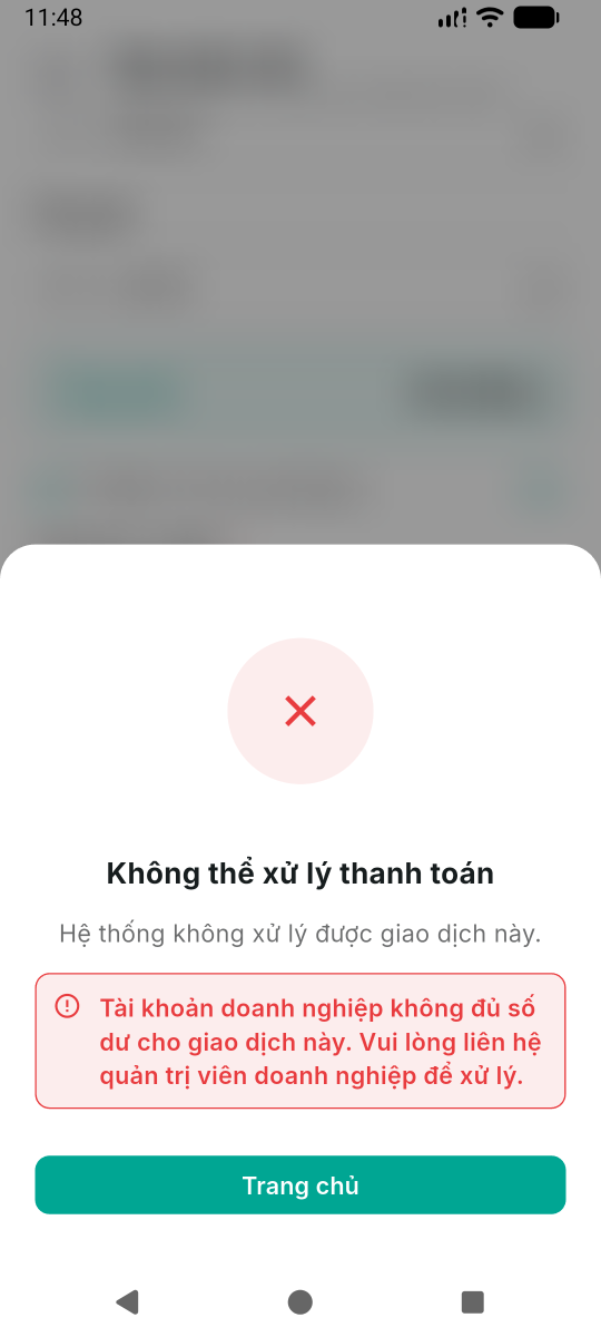 Không thể xử lý thanh toán