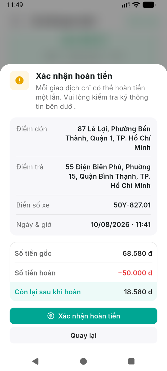 Xác nhận hoàn tiền