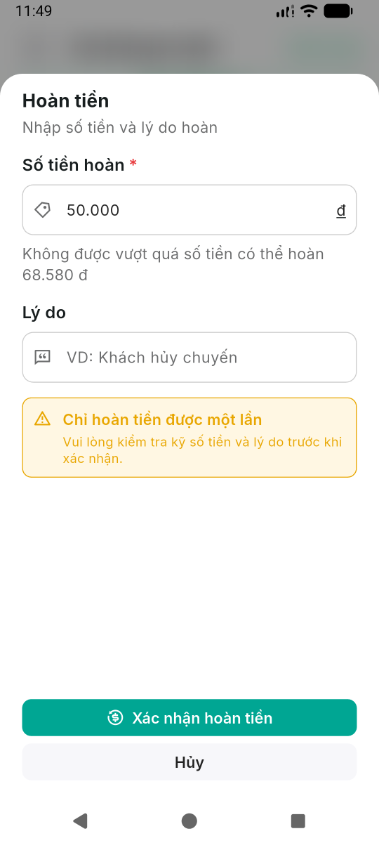 Form hoàn tiền