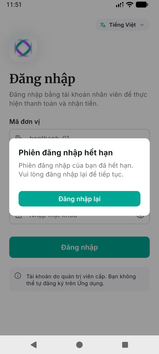 Phiên đăng nhập hết hạn