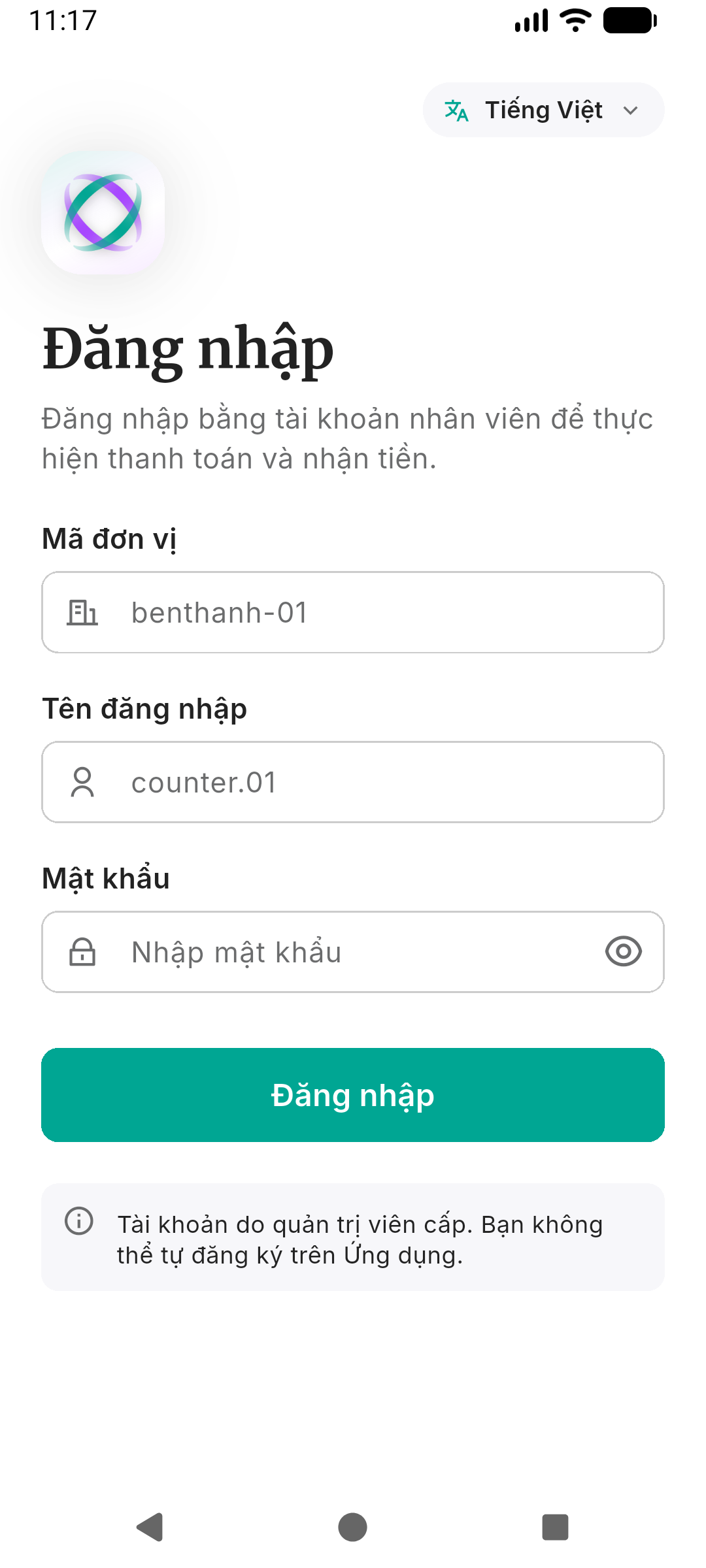 Màn hình đăng nhập