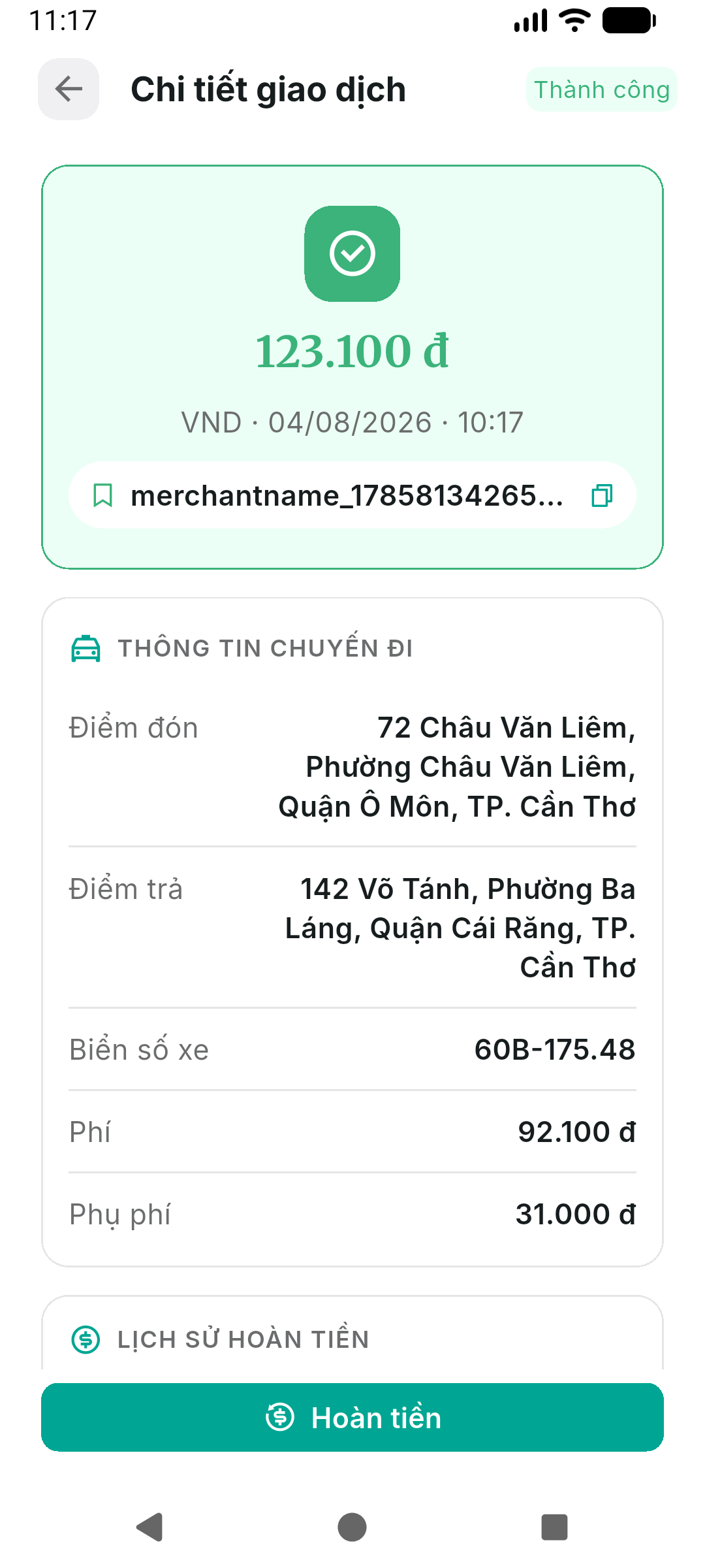 Chi tiết giao dịch