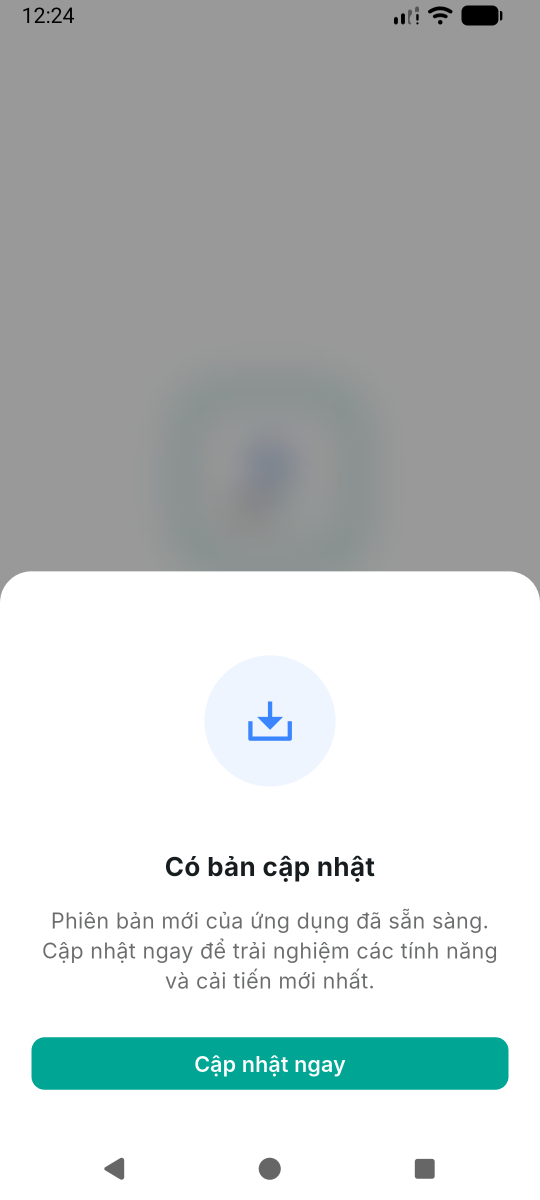 Cập nhật bắt buộc — chỉ có nút Cập nhật
