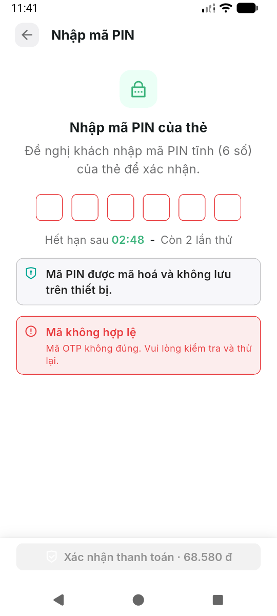 Mã không hợp lệ